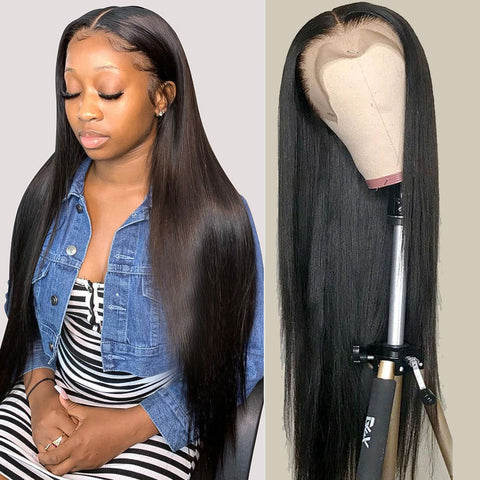 30 32 Inch HD Lace Frontal Wigs Brazilian 4x4 5x5 Lace Closure Wig Bone Straight 13x4 Human Hair Full Lace Front Wig