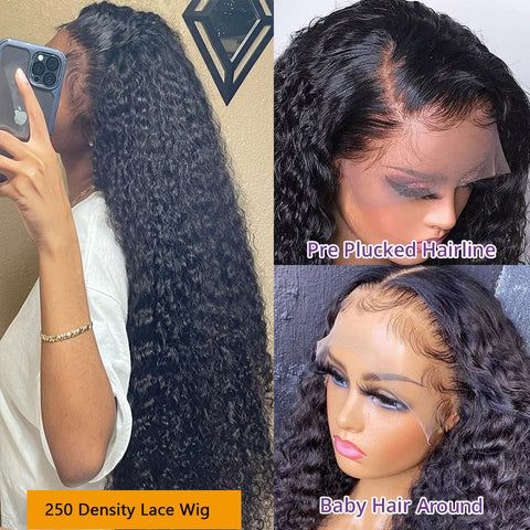 250 Density 30 32 Inch Deep Wave 13x4 Lace Frontal Human Hair Wigs Wet And Wavy Water Curly Hair Wig Hd Lace Front Wig