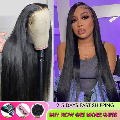 30 Inch 13x4 Straight Lace Front Wig 180 Density HD Transparent Lace Frontal Wig Human Hair Brazilian Pre-Plucked