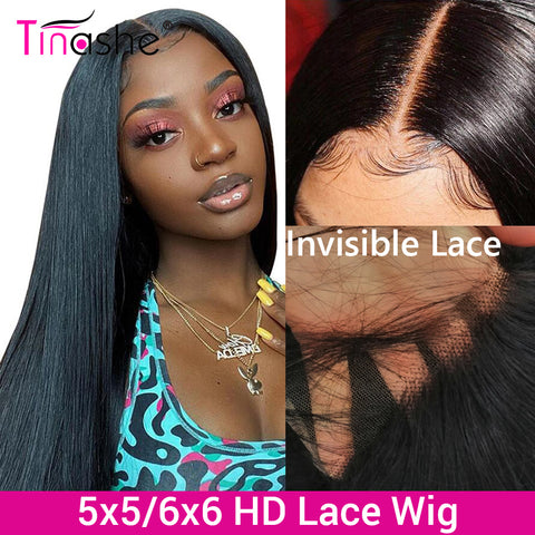 Hair Bone Straight 5x5 HD Lace Closure Wig Remy HD Transparent Lace Wigs Human Hair 4x4 6x6 Closure Wig