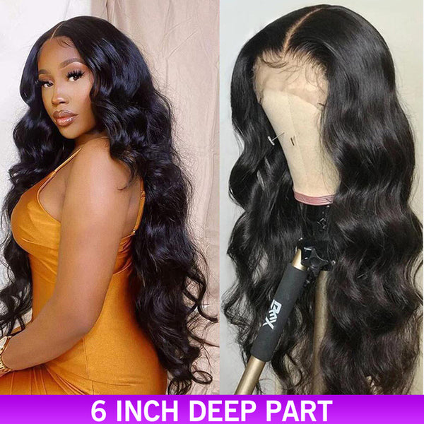 13x6x2 Body Wave Wig 250 Density HD Lace Front Human Hair Wig T Part Pre-Plucked With Baby Hair