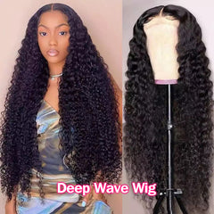 13x6x2 HD Lace Front Human Hair Wigs For Women Deep Wave Frontal Wig Curly Human Hair Wig Brazilian Wet And Wavy Wig 30 32 Inch
